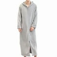 thumbnail image 4 of Sakmal Big and Tall Moomoo Nightgowns Men Long Sleeve Flannel Fleece Nightwear Gray Hooded Nightgowns for Men with Pockets, 4 of 4