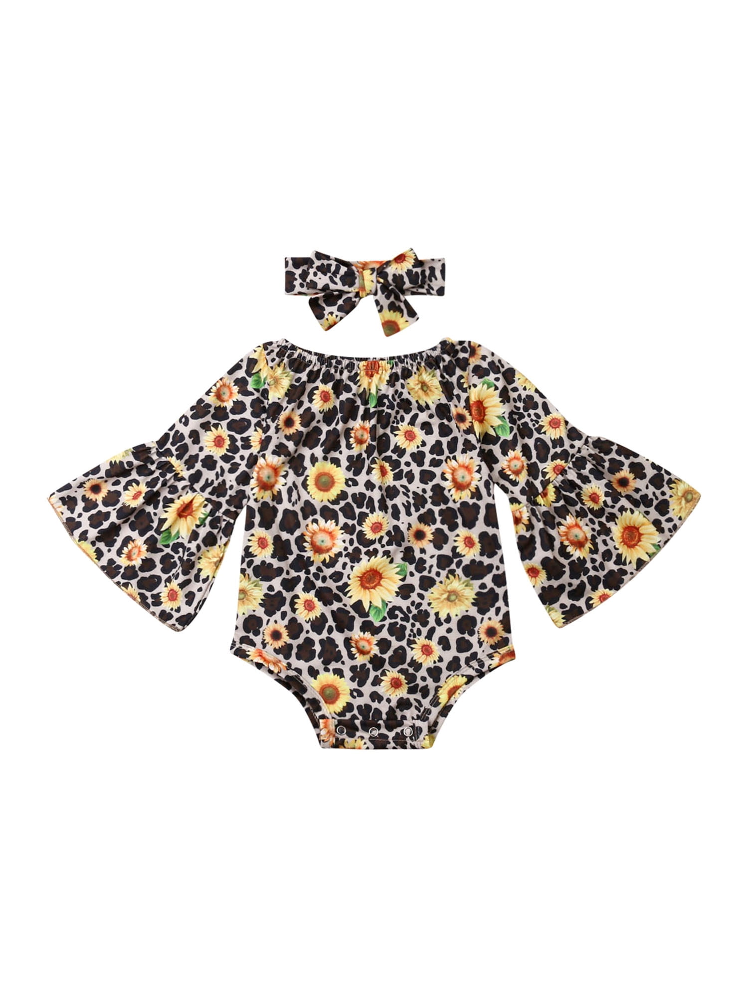 Floral Newborn Kids Baby Girl Romper Jumpsuit Bodysuit Headband Clothes Outfits
