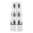 thumbnail image 3 of WTOBBY Women's Summer Boho Palazzo Wide Leg Pants with Geometric Print High Waist Elastic Drawstring and Side Pockets for Fashionable Comfort ,White XL, 3 of 7
