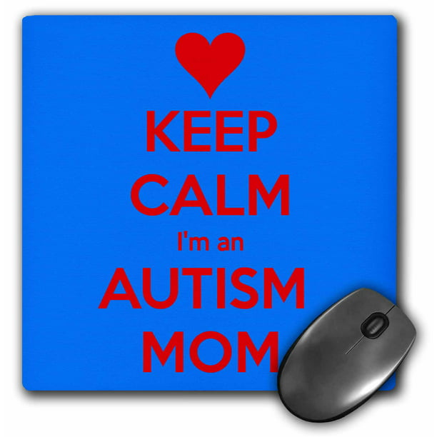 3dRose Keep calm Im an autism mom, Red and blue, Mouse Pad, 8 by 8