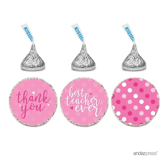 Chocolate Drop Labels Trio, Hershey's Kisses Party Favors, Best Teacher Ever Female, 216-Pack, Envelope Seals Stickers