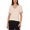 thumbnail image 2 of Vince Camuto SOFT CREAM Women's V-Neck Short Sleeve Stripe Sweater, US 2X-Small, 2 of 2