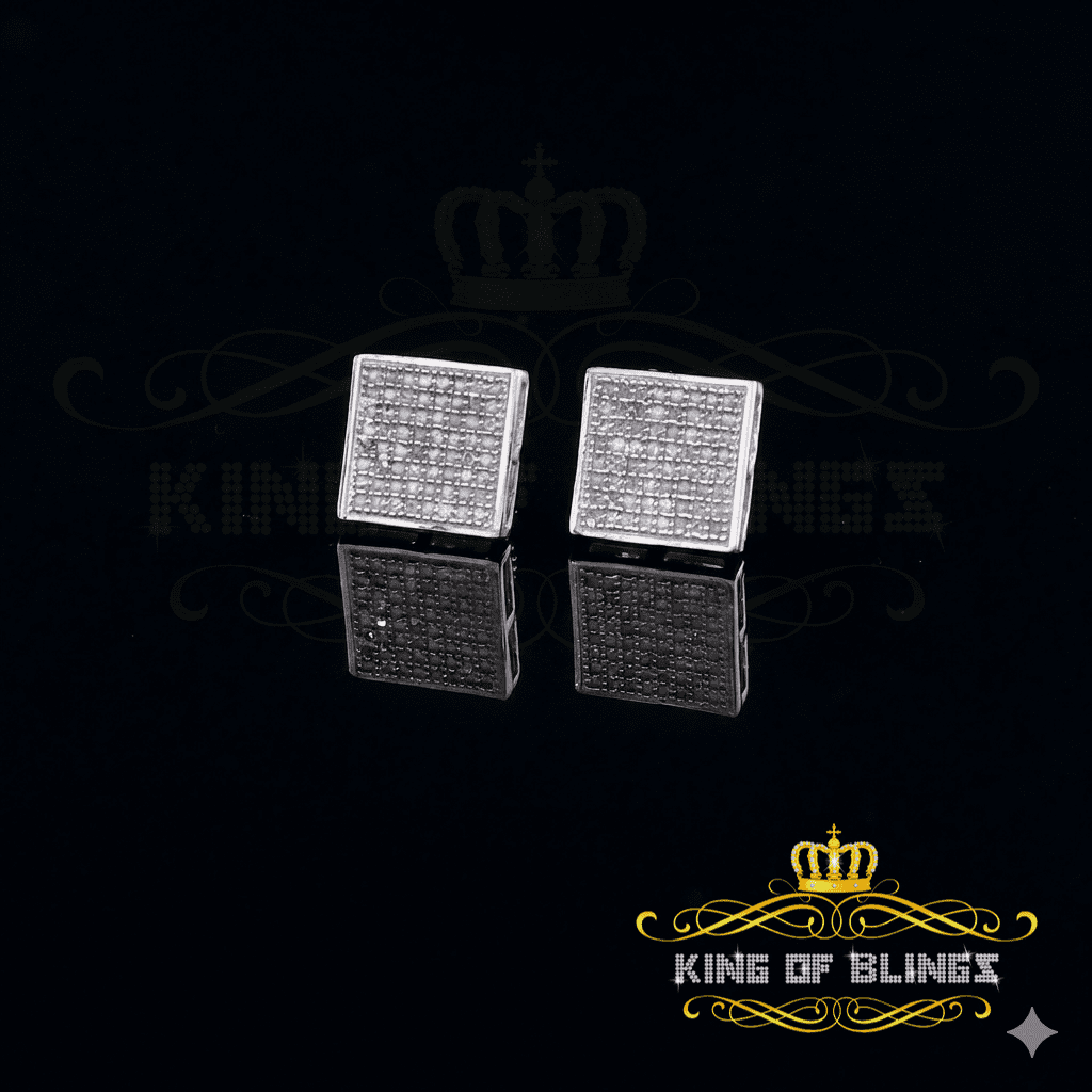 King of Bling's 925 Sterling Silver 0.33ct Diamond Real For Women's & Men's White Stud Earrings