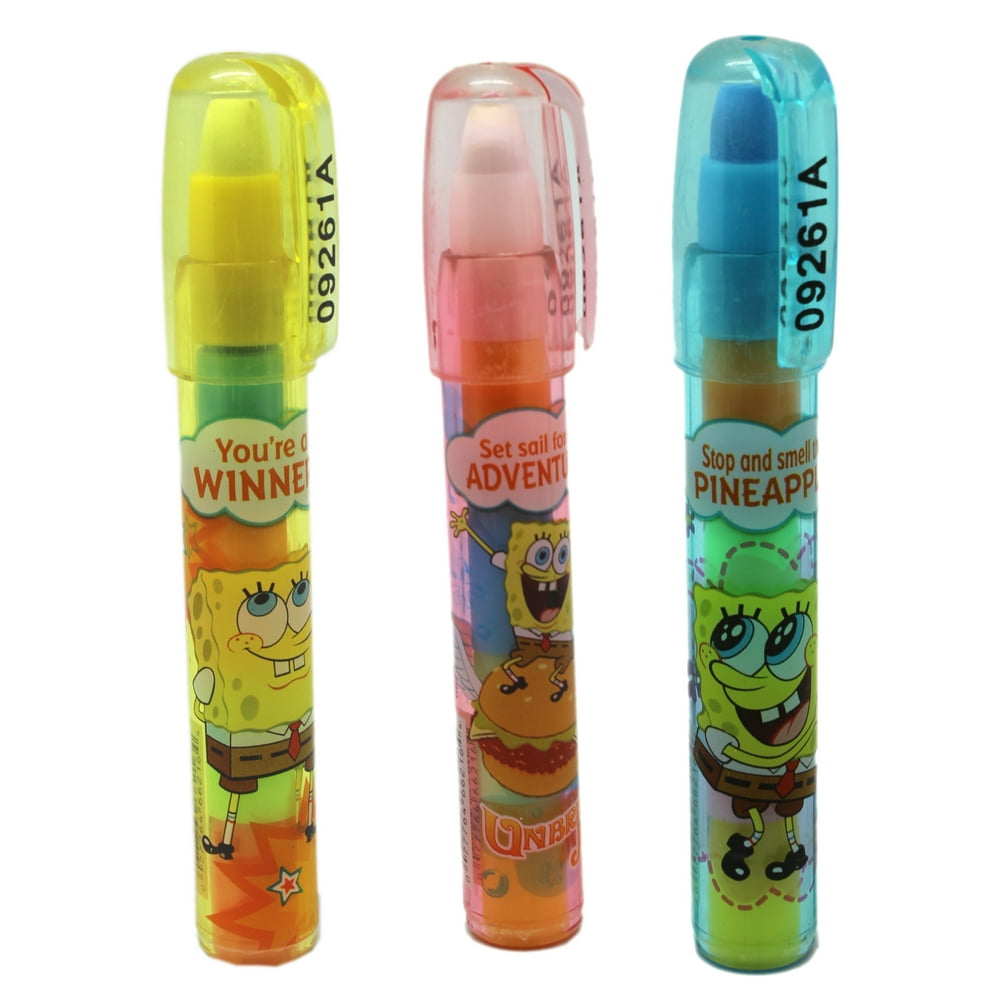 Spongebob Assorted Color and Design Case Eraser Cartridge Pens (3pc