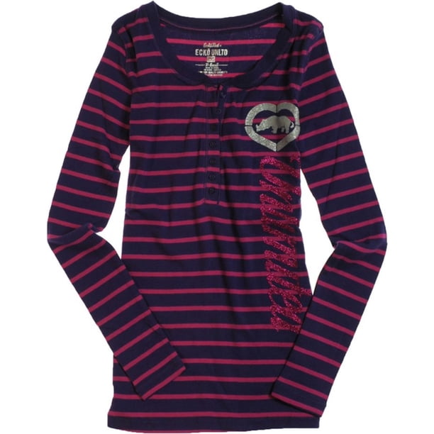 Camiseta Henley L/s Ecko Unltd. para Mujer Púrpura Pequeña Estilo Henley