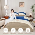 thumbnail image 3 of Homewish Navy Wave Lines Full Size Comforter Sets,Minimalist Artwork Bedding Comforter Set,Reversible,3 Pieces,1 Comforter and 2 Pillowcases, 3 of 7