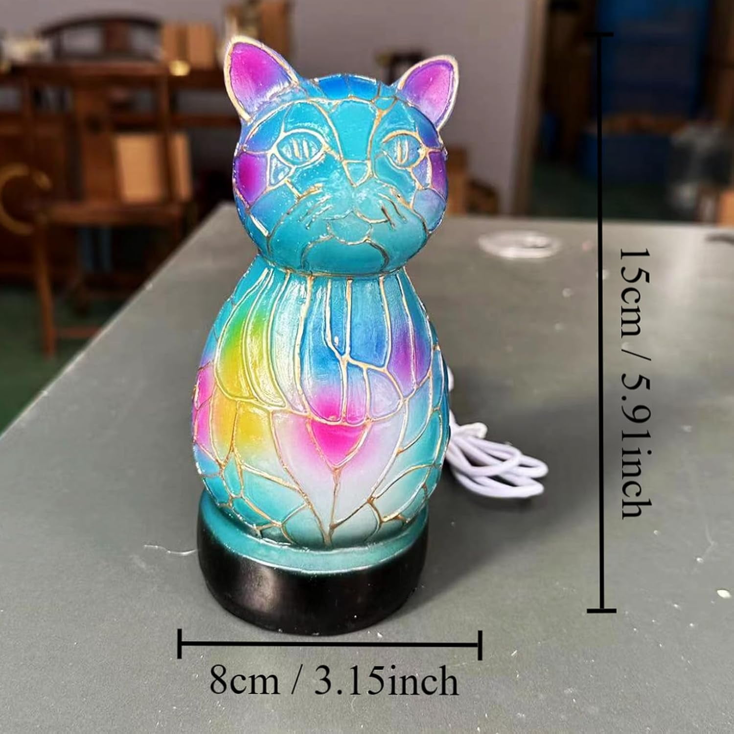 3D Animal Table Lamp, Retro Stained Animal Night Light Lamp for Living Room, Bedroom, Home Office