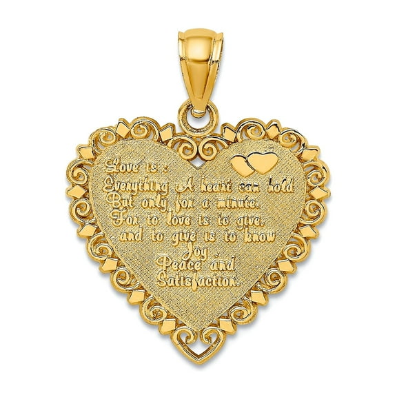 14k Gold Love Is...heart Pendant Necklace 25.8x20.9mm Wide Pendant for Women - 2.1 Grams