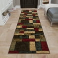 thumbnail image 3 of Ottomanson Boxes Hallway Runner Rug 2'7" x 9'6" - Non Slip Low Pile Carpet, Multicolor, 3 of 13