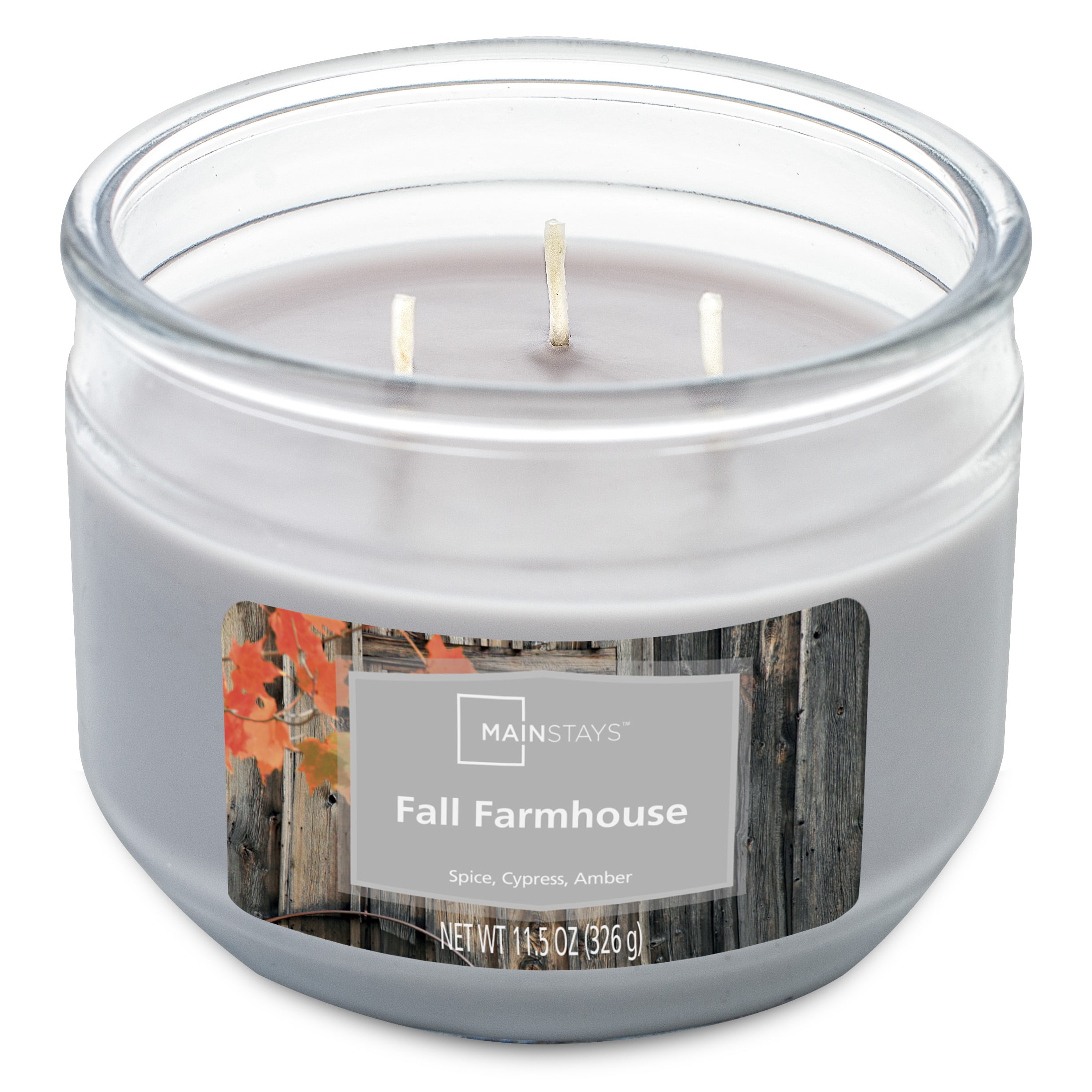 Mainstays Fall Farmhouse 3 Wick Candle, 11.5 oz