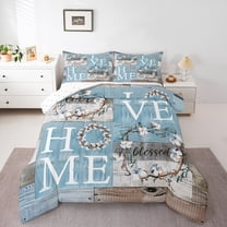 Homewish Chic White Flower 3 Pieces Queen Comforter Set for Teens Female Men,Rustic Cabin Ultra Soft Bedding Sets,Retro Vintage Bedding Comforter Set,Lightweight Room Decor,Reversible