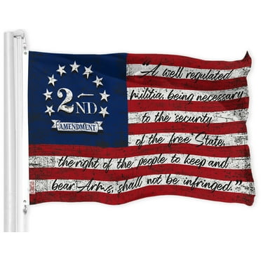 G128 2nd Amendment American Flag | 3x5 Ft | LiteWeave Pro Series Printed 150D Polyester | Historical Flag, Indoor/Outdoor, Vibrant Colors, Brass Grommets, Thicker and More Durable Than 100D 75D Poly