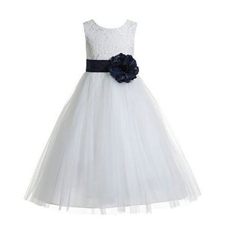 

Ekidsbridal Ivory Floral Lace Heart Cutout Formal Flower Girl Dress Pretty Princess Wedding Tulle Mini Bridal Gown 172T 12