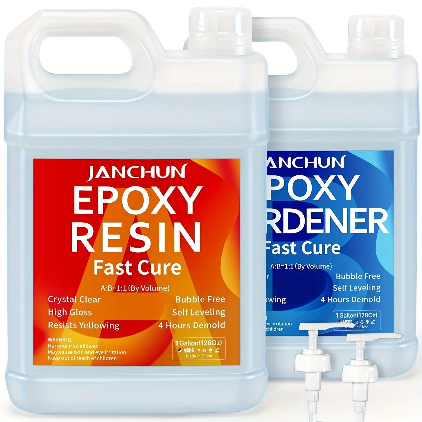 Crystal Clear Epoxy Resin Kit 2 Gallon, Bubble-Free, Anti-Yellowing, Self Leveling pour, Easy Mix 1:1 Coating and Casting Resin for Table Top,Tumbler Crafts, Art and Craft Kit