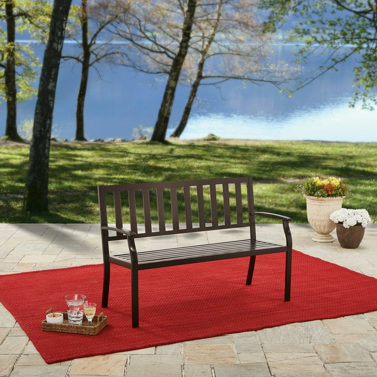 Better Homes Gardens Outdoor Raised Steel Bench Black Walmart