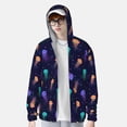 thumbnail image 4 of Goofa Sea Jellyfish Printed Women's UPF 50+ Sun Protection Hoodie Jacket Lightweight Long Sleeve Sun Shirt for Women with Pocket Hiking Outdoor-, 4 of 9