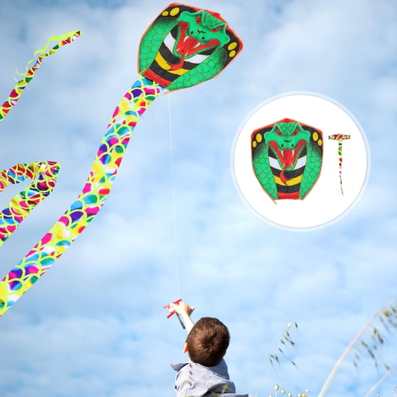 IBASETOY  Large Green Snake Kite, Handmade, Lightweight, Attractive Design, Great for Family Fun