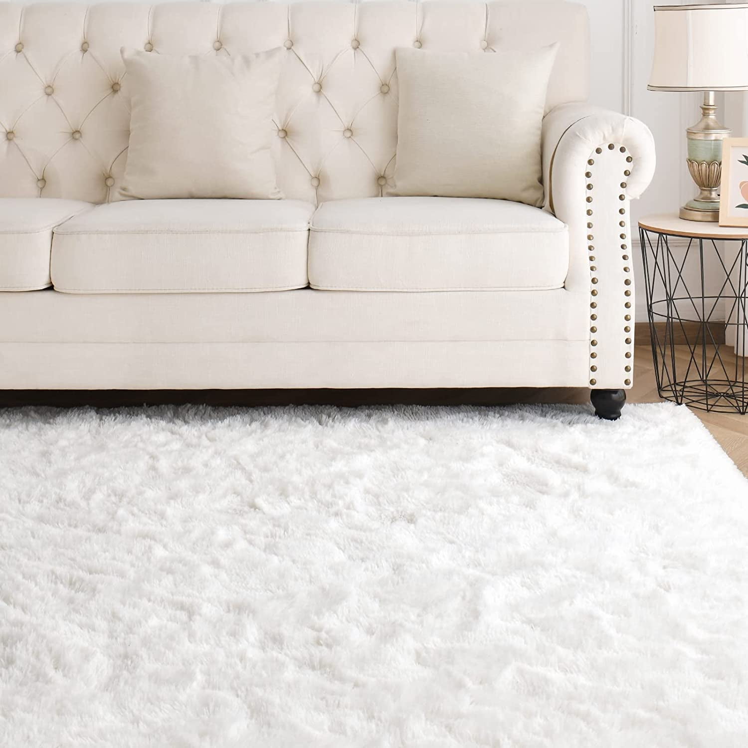 Lochas Soft Rugs Indoor Modern Area Rug Fluffy Carpets for Living Room Bedroom Home Decor Nursery,5.3'x7.5',Cream White