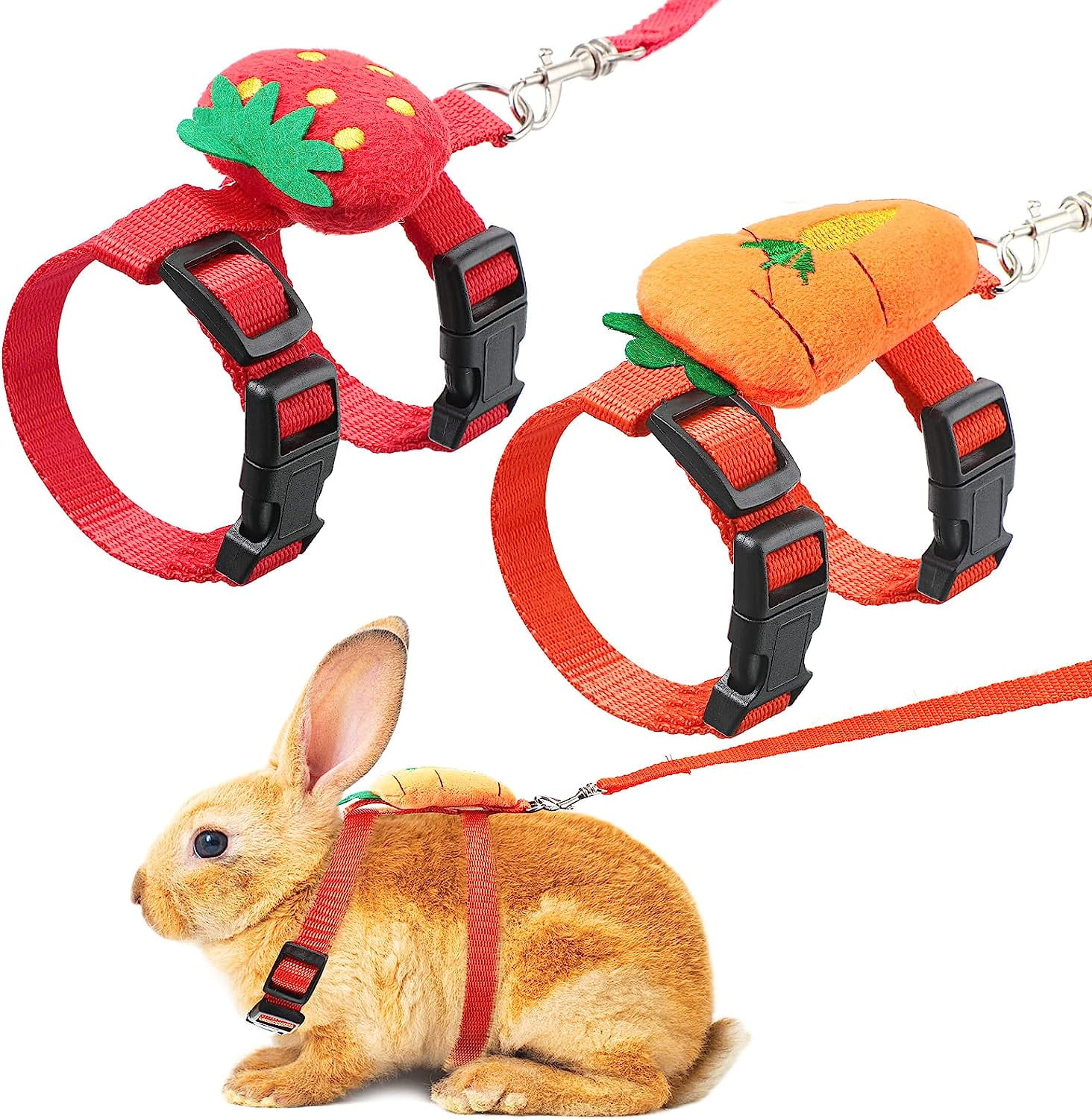 2 Sets Adjustable Bunny Rabbit Harness and Leash Set Small Pet Cute