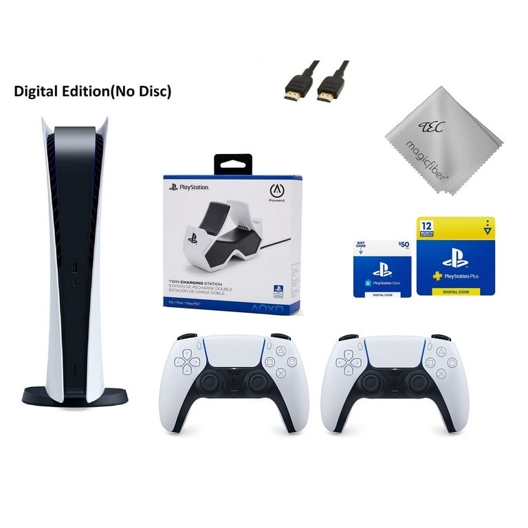 TEC Sony PlayStation_PS5 Gaming Console (Digital Edition) Bundle With Extra  Controller, PowerA Twin Charging Station, PlayStation Store Gift Card(PSN