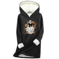 thumbnail image 3 of Feancey Halloween Womens Fleece Hoodie Novelty Ghost Graphic Pullover Sweatshirts Hooded Long Sleeve Sherpa Lined Thermal Tops Black L, 3 of 4