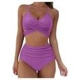 thumbnail image 2 of Women's High Waist Solid Print Bikini Set S-XL, 2 of 6
