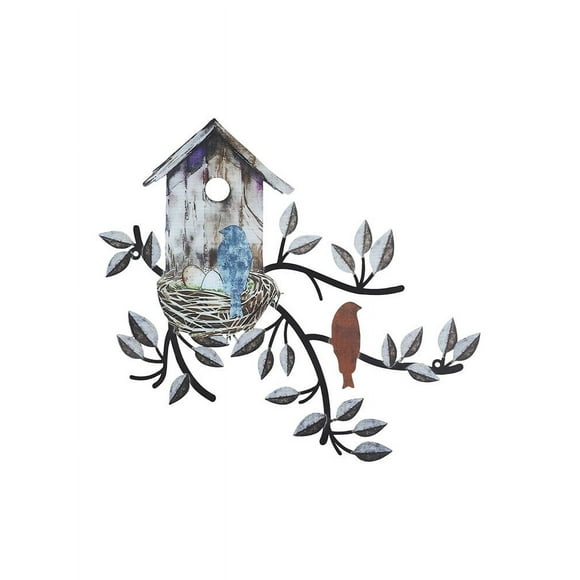 Decor Metal Art Hanging Metal Tree Wall Art Wall Decor With Birdhouse Metal Leaf Wall Decor Durable Decoration