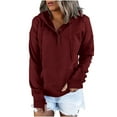 thumbnail image 2 of Women's Cute Pullover Hoodie Oversized Long Sleeve Button Detail Trendy Finger Cover, 2 of 6