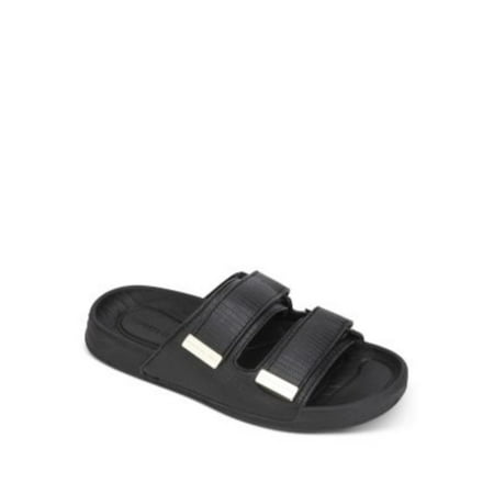 

KENNETH COLE Womens Black Patterned Adjustable Strap Comfort Nova Round Toe Platform Slip On Slide Sandals 5