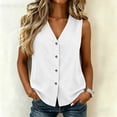 thumbnail image 2 of Women's Tank Tops 2026 Fashion Sleeveless Vest Cotton Linen Button Down Vests Summer Undershirts Camisole for Women, 2 of 8
