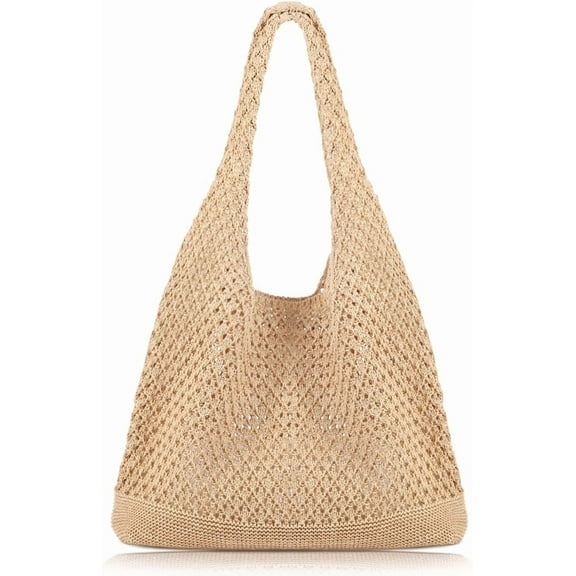 CAILDANL Crochet Beach Tote bag Summer Beach Bag for Women Aesthetic Mesh Tote Bag Hippie Bag Knit Bag