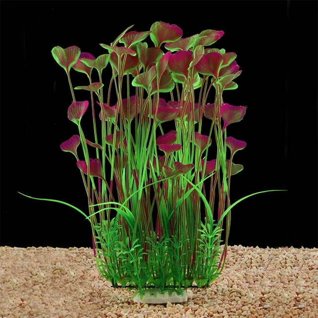 Large Aquarium Plants Artificial Plastic Fish Tank Plants Decoration Ornament Safe for All Fish (Red and Purple)