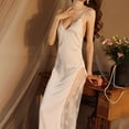 thumbnail image 4 of PMVFHDE Women's Ice Silk Long Duster Robe Bathrobe Long Sleeve Home Wear Sleepwear Nightgowns for Women Plus Size, 4 of 6