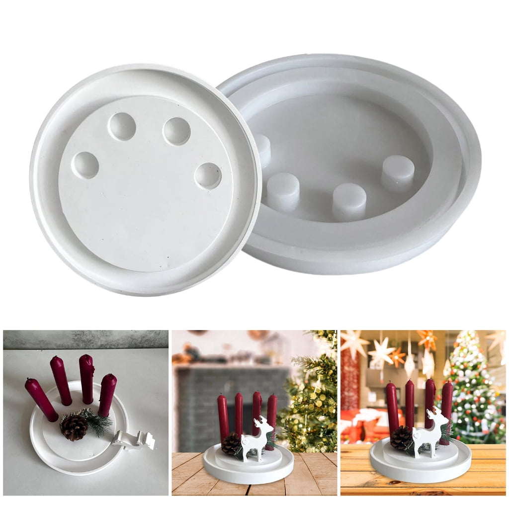 Aurgiarme Round Flexible Silicone Mold for Epoxy Resin Castes Sturdy Concrete Candle Holder Craft Supplies Forms Daily Use