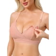 thumbnail image 4 of INSPIRE CHIC Nursing Bras for Women Lace Breastfeeding Wireless Soft Cup Pregnancy Crossover Plunge Maternity Bra S Pink, 4 of 4