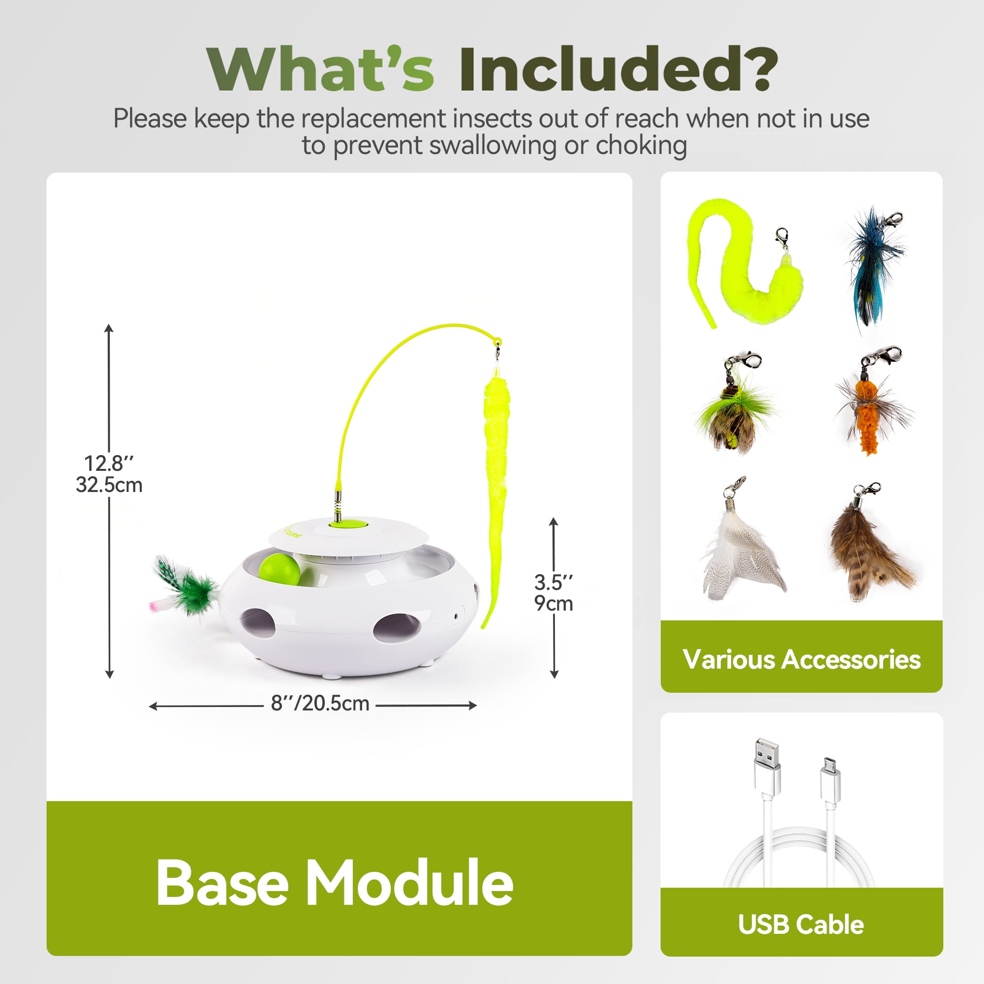 All For Paws 3-in-1 Interactive Flutter Bug Cat Toy with Poping Feather,Automatic Whack-a-Mole Kitty Toy, Spinning Kitty Teaser Toys
