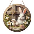 thumbnail image 2 of AYktou Easter Decorations,Easter Basket Stuffers,Easter Gifts for Kids, Easter Rabbits Welcome Wood Sign - Festive Hanging Decor For Doors And Walls Rabbit Hanging, 2 of 9