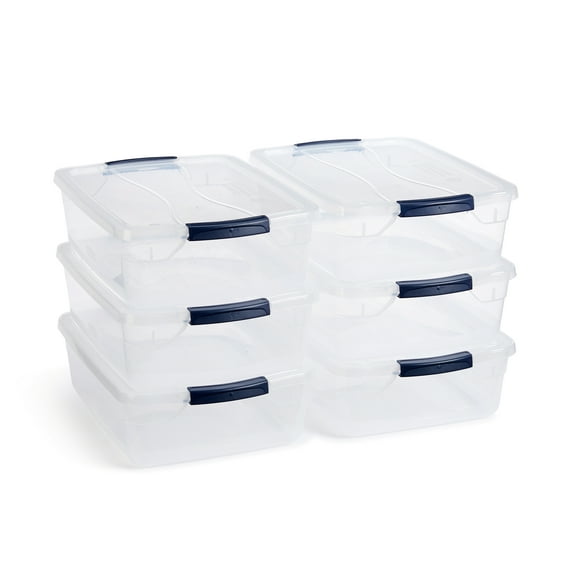Open Box Rubbermaid 16 Quart Plastic Storage Tote Container with Lid (6 Pack)