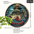 thumbnail image 2 of 2D Flat - Vintage Aluminum Fishing Sign, 2D Flat Design- 8inch Round Go Fishing Wall Art, Featuring Bright 2D Printed Fish and Rod Patterns, Suitable for Cottage and Mountain House Door Decoration, 2 of 6