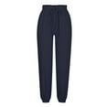 thumbnail image 4 of LLYwey Womens Trousers Women's Fashion Casual Solid Color Elastic Cotton and Linen Trousers Pants Female Long Pants Long Pant Style H2508 Navy S, 4 of 5