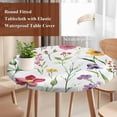 thumbnail image 3 of Spring Flowers Round Tablecloth 45-54 Inch Round Fitted Table Cloth with Elastic Edge, Pastoral Botanical Blossom Floral Waterproof Table Cover Protector for Outdoor Picnic Party Dining, 3 of 6