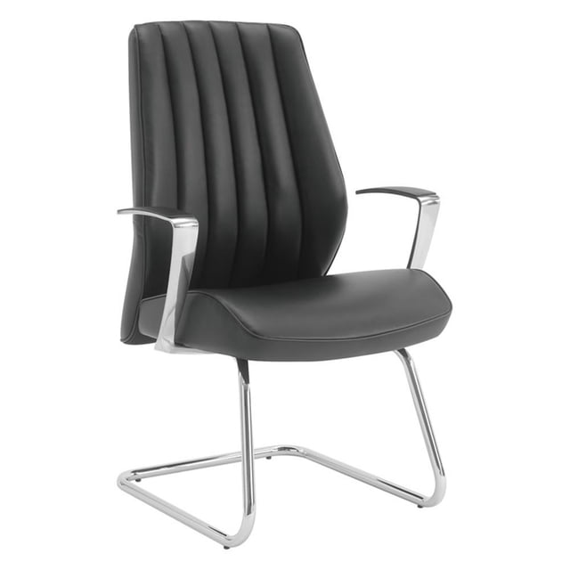 Scranton & Co Black Fabric Visitor Chair with Chrome Sled Base