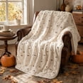 thumbnail image 5 of Halloween Faux Fur Throw with Halloween Embroidery, Cozy Warm Decorative Blanket for Sofa Couch Bed, Soft Plush Fall Home Decor Accent, Spooky Seasonal Gift(27.6"*39.4",Ghost), 5 of 9
