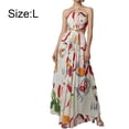 thumbnail image 2 of Women's 2023 Summer Crossover Halter Neck Sleeveless Cut Out Backless Flowy A Line Maxi Dress - L, 2 of 6