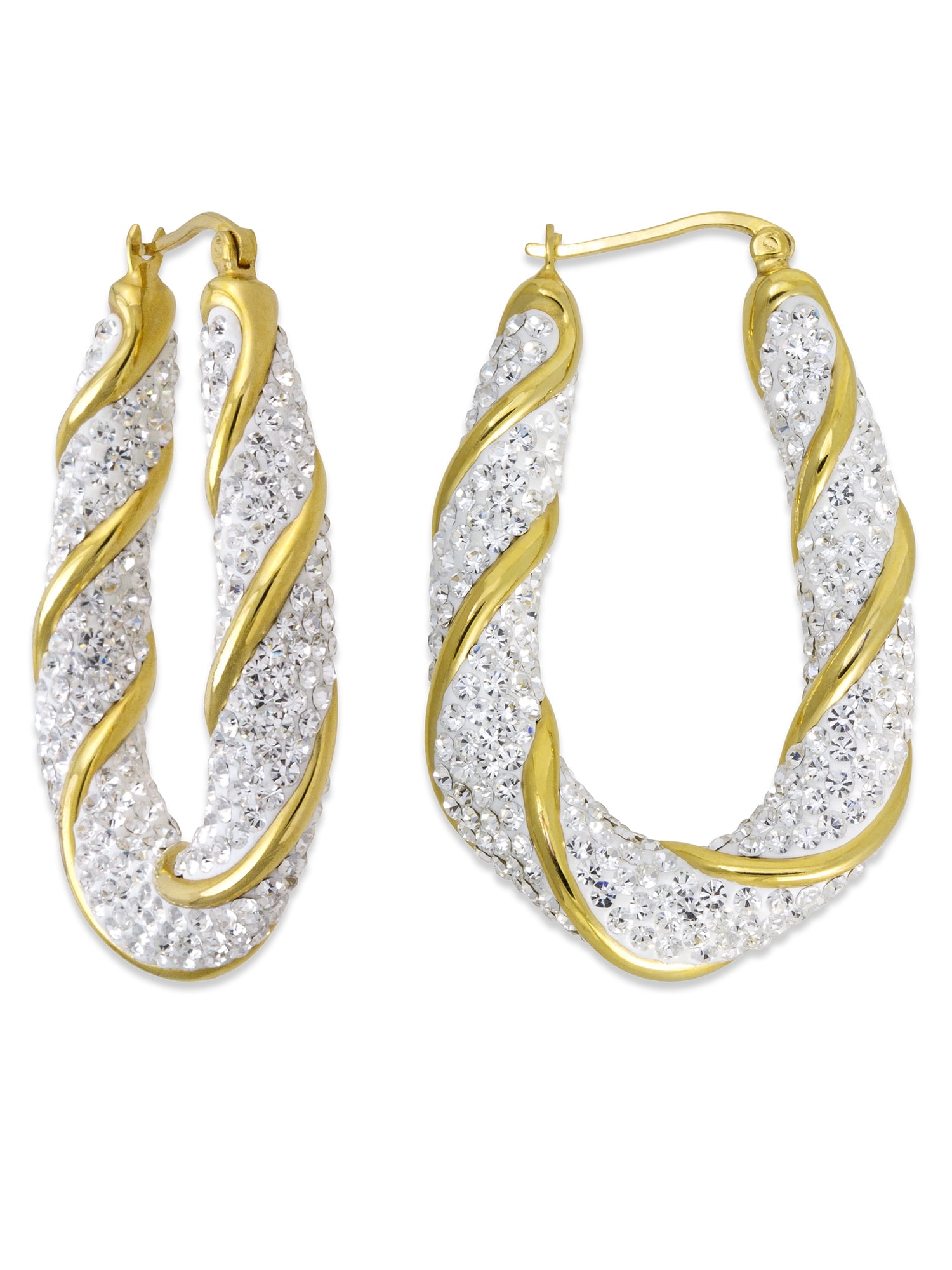 Personality Bright Rhinestone Earrings Women Hoop Earrings Fashion Sparkling Gold Hoop Earrings Shining Hoop Earrings for Women Woven Mesh Oval Earrings Oval shiny earrings 