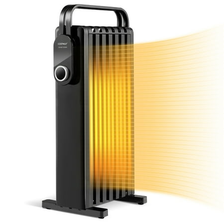 

Costway 1500W Electric Space Heater Oil Filled Radiator Heater W/ Foldable Rack Black