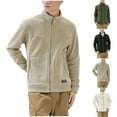 thumbnail image 2 of ZCFZJW Men's Casual Outdoor Fleece Full Zip up Jacket Long Sleeve Warm Stand Collar Winter Sherpa Coat for Men with Zip Pocket Beige XXXXXL, 2 of 10