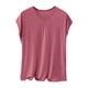 thumbnail image 2 of Pijama de manga corta para mujer, ropa interior de cuello redondo de color liso, pijama de manga larga, top de algodón, 2 of 3