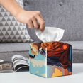 thumbnail image 6 of Rateoe Colorful Travel Luggage Gear Pattern Tissue Box Cover, Modern Square Decorative Leather Facial Paper Case Organizer Holder Dispenser 5X5X5'', 6 of 7