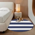 thumbnail image 3 of Navy Blue Stripe Round Living Room Rugs 4 ft, Simple Style Striped Blue and White Washable Area Rug with Non-Slip Sturdy Edge Binding Round Carpet for Entryway Kitchen Bedroom Bathroom, 3 of 9